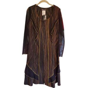 Simon Chang Vintage 90s Y2K Grunge Goth Sheer Long Sleeve Knee Length Dress